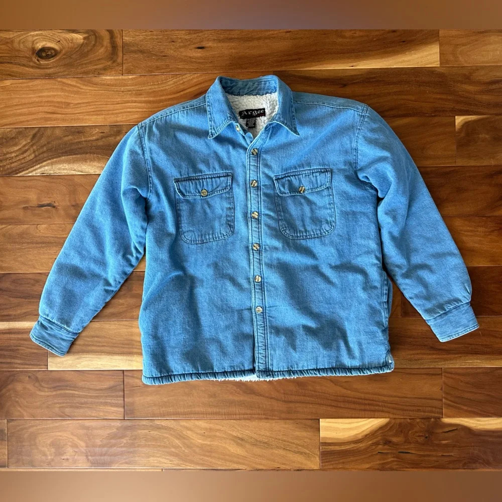 Argee Vintage Sherpa Lined Denim Jacket size Large